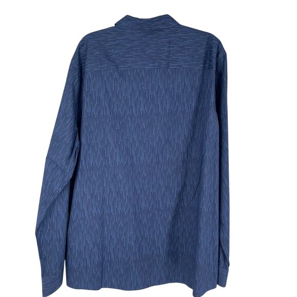 A-frame Shirt Mens XL Blue Geo Print Cotton Stretch Button Front Business Casual - Picture 4 of 7